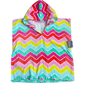 Toddler Girls Multicolored Hooded Beach Towel Poncho | Size 2/3T | 100% Cotton